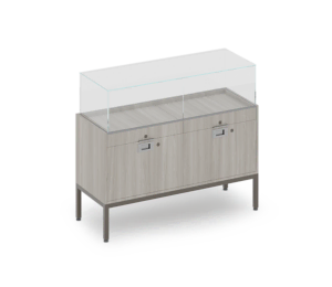 Evolve Collection Double Drawer Locking Glass Showcase