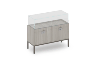 Evolve Collection Double Drawer Locking Glass Showcase