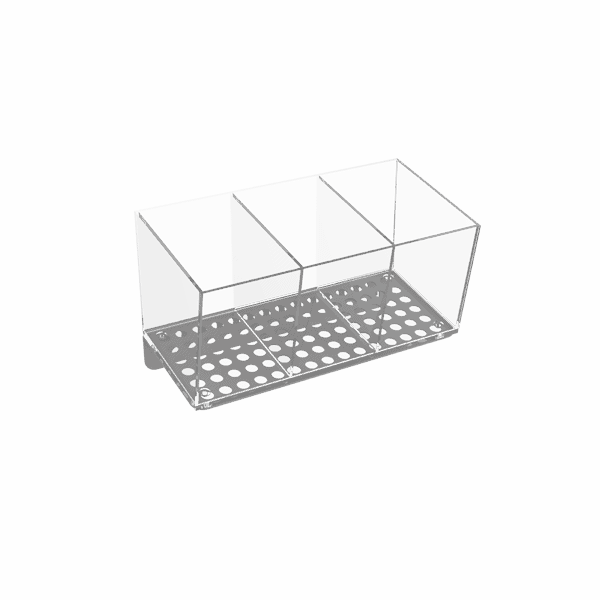 ANGLED/DIVIDED ACRYLIC BIN FOR PERFORATED PANEL