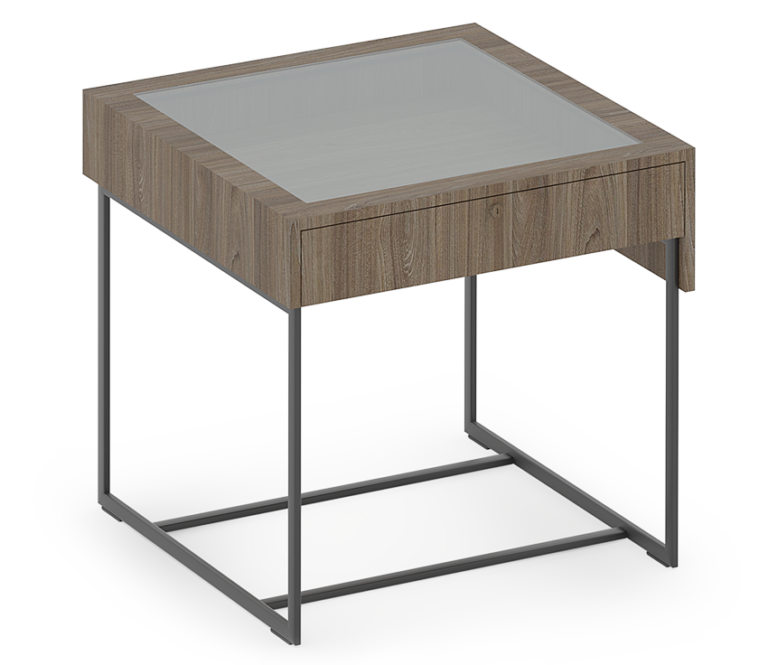 Reveal Collection Tall Showcase Table with Glass Top and Drawer