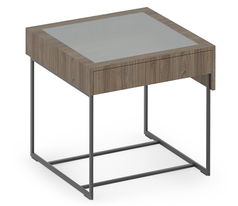 Reveal Collection Tall Showcase Table with Glass Top and Drawer