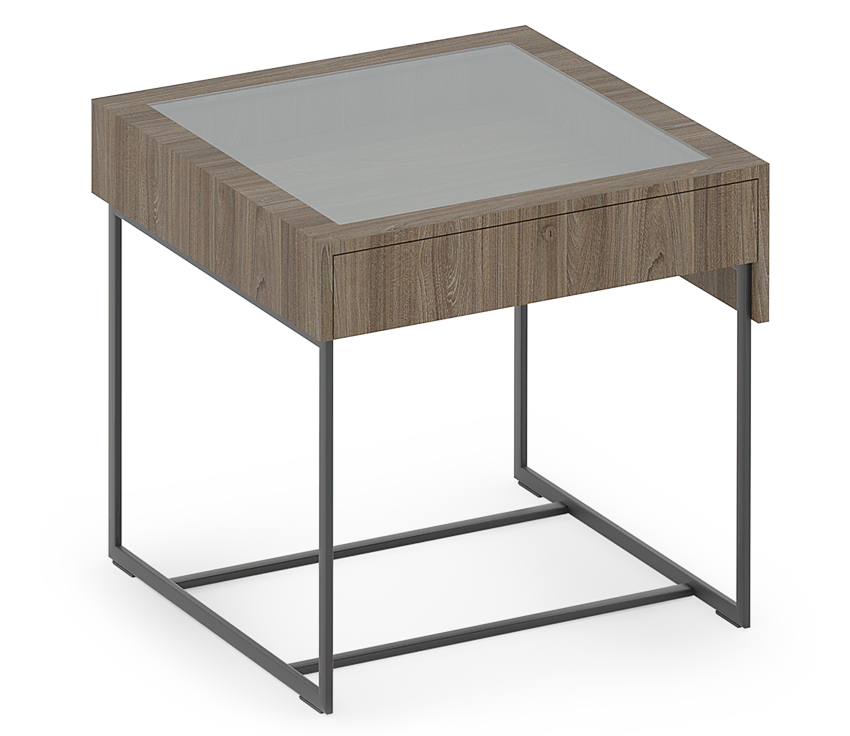 Reveal Collection Tall Showcase Table with Glass Top and Drawer