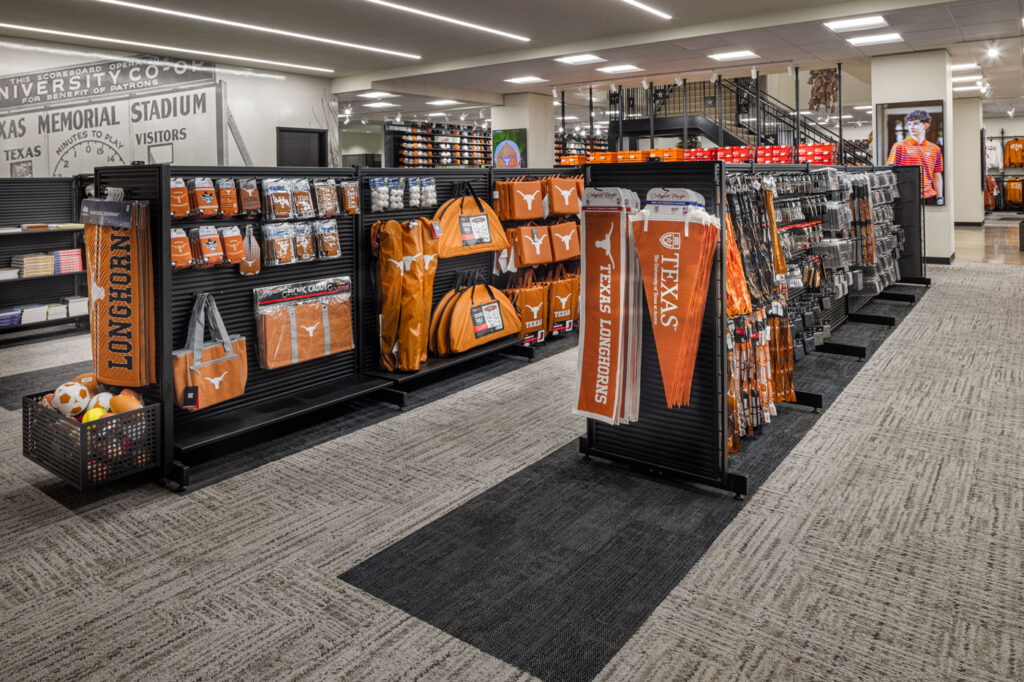 college apparel shelves